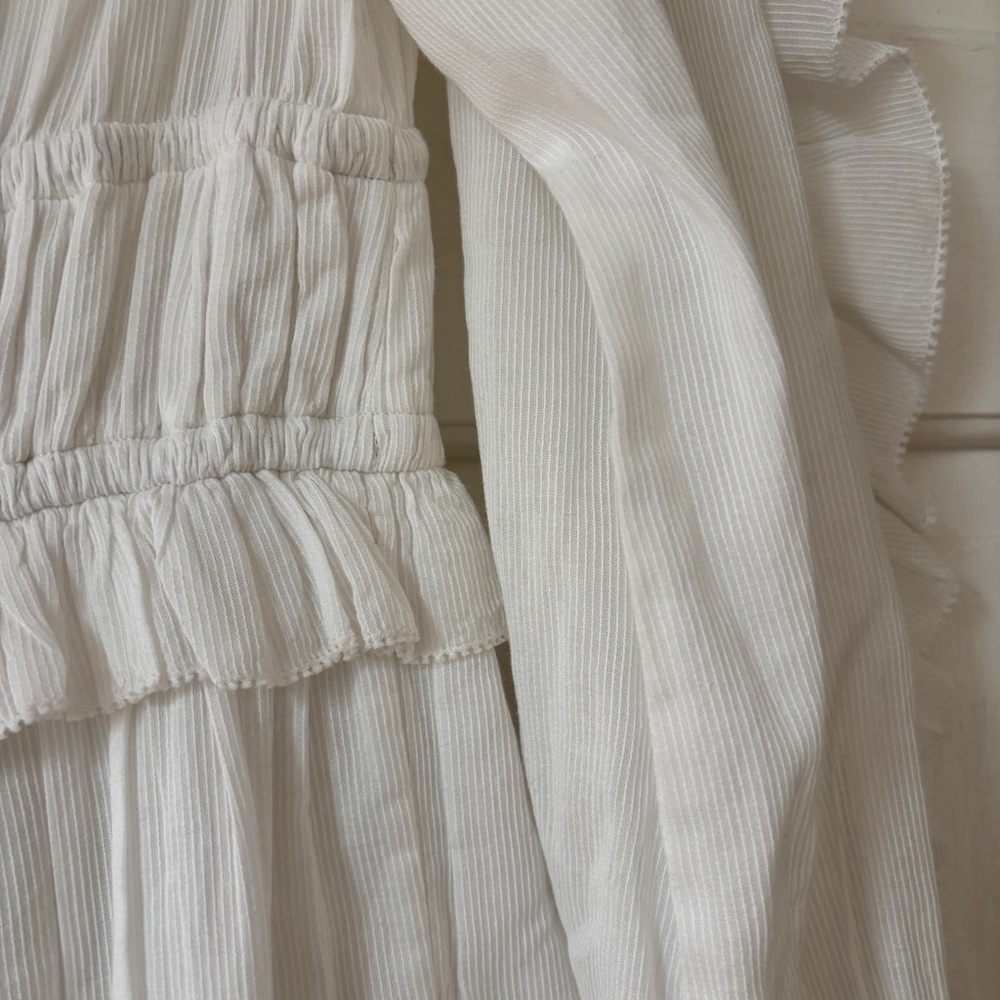 Ulla Johnson Sheila Dress White Lace Sleeve Embroider Midi Revolve Size 8 Medium - Picture 12 of 16